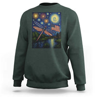 Patriotic Dragonfly Starry Night Swirls Sweatshirt Nature Lovers