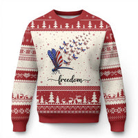 Freedom Dragonfly American Flag 4th Of July Ugly Christmas Sweater Patriotic Nature Lover Graphic