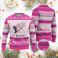 Freedom Dragonfly American Flag 4th Of July Ugly Christmas Sweater Patriotic Nature Lover Graphic