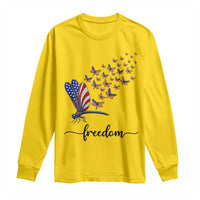 Freedom Dragonfly American Flag 4th Of July Long Sleeve Shirt Patriotic Nature Lover Graphic