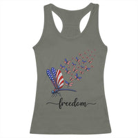 Freedom Dragonfly American Flag 4th Of July Racerback Tank Top Patriotic Nature Lover Graphic