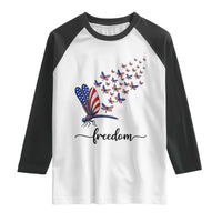 Freedom Dragonfly American Flag 4th Of July Raglan Shirt Patriotic Nature Lover Graphic