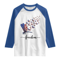 Freedom Dragonfly American Flag 4th Of July Raglan Shirt Patriotic Nature Lover Graphic