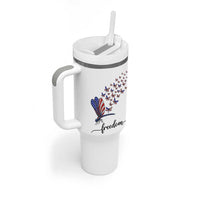 Freedom Dragonfly American Flag 4th Of July Tumbler With Handle Patriotic Nature Lover Graphic