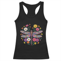 Boho Floral Spring Dragonfly Racerback Tank Top Colorful Mosaic Insect