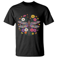 Boho Floral Spring Dragonfly T Shirt Colorful Mosaic Insect