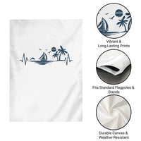 Summer Vacation Heartbeat Pulse Sunset Silhouette Garden Flag Tropical Island Lover