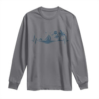 Summer Vacation Heartbeat Pulse Sunset Silhouette Long Sleeve Shirt Tropical Island Lover