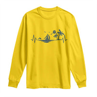 Summer Vacation Heartbeat Pulse Sunset Silhouette Long Sleeve Shirt Tropical Island Lover