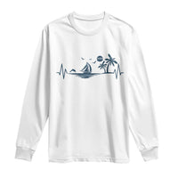 Summer Vacation Heartbeat Pulse Sunset Silhouette Long Sleeve Shirt Tropical Island Lover