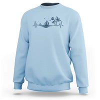 Summer Vacation Heartbeat Pulse Sunset Silhouette Sweatshirt Tropical Island Lover