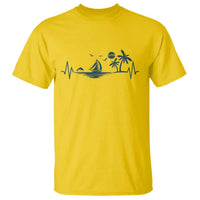 Summer Vacation Heartbeat Pulse Sunset Silhouette T Shirt Tropical Island Lover