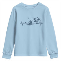 Summer Vacation Heartbeat Pulse Sunset Silhouette Youth Sweatshirt Tropical Island Lover