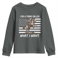 Patriotic Cowgirl Youth Sweatshirt I Do A Thing Called What I Want American Flag - Wonder Print Shop