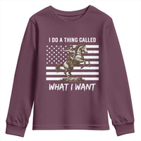 Patriotic Cowgirl Youth Sweatshirt I Do A Thing Called What I Want American Flag - Wonder Print Shop