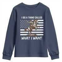 Patriotic Cowgirl Youth Sweatshirt I Do A Thing Called What I Want American Flag - Wonder Print Shop