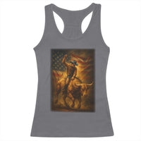 Patriotic Cowboy Racerback Tank Top American Bucking Bull Rider USA Rodeo Art - Wonder Print Shop