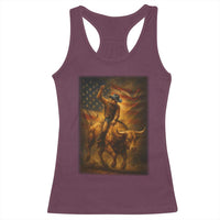Patriotic Cowboy Racerback Tank Top American Bucking Bull Rider USA Rodeo Art - Wonder Print Shop