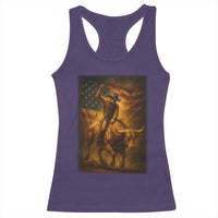 Patriotic Cowboy Racerback Tank Top American Bucking Bull Rider USA Rodeo Art - Wonder Print Shop