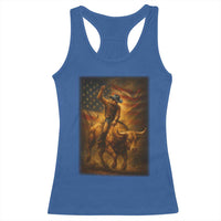 Patriotic Cowboy Racerback Tank Top American Bucking Bull Rider USA Rodeo Art - Wonder Print Shop