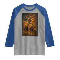 Patriotic Cowboy Raglan Shirt American Bucking Bull Rider USA Rodeo Art - Wonder Print Shop