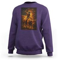 Patriotic Cowboy Sweatshirt American Bucking Bull Rider USA Rodeo Art - Wonder Print Shop