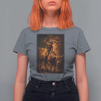 Patriotic Cowboy T Shirt For Women American Bucking Bull Rider USA Rodeo Art - Wonder Print Shop