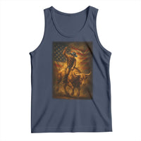 Patriotic Cowboy Tank Top American Bucking Bull Rider USA Rodeo Art - Wonder Print Shop