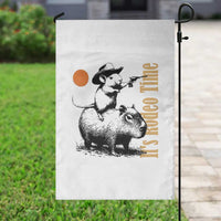 It Is Rodeo Time Garden Flag Funny Wild West Mouse Riding Capybara - Wonder Print Shop