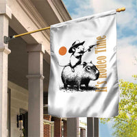 It Is Rodeo Time Garden Flag Funny Wild West Mouse Riding Capybara - Wonder Print Shop