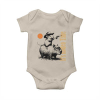 It Is Rodeo Time Baby Onesie Funny Wild West Mouse Riding Capybara - Wonder Print Shop