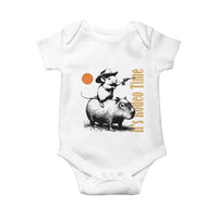 It Is Rodeo Time Baby Onesie Funny Wild West Mouse Riding Capybara - Wonder Print Shop