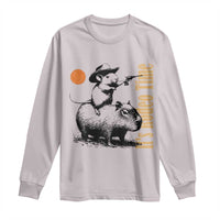 It Is Rodeo Time Long Sleeve Shirt Funny Wild West Mouse Riding Capybara - Wonder Print Shop