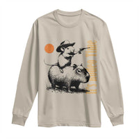 It Is Rodeo Time Long Sleeve Shirt Funny Wild West Mouse Riding Capybara - Wonder Print Shop