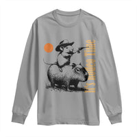 It Is Rodeo Time Long Sleeve Shirt Funny Wild West Mouse Riding Capybara - Wonder Print Shop