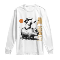 It Is Rodeo Time Long Sleeve Shirt Funny Wild West Mouse Riding Capybara - Wonder Print Shop