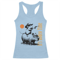 It Is Rodeo Time Racerback Tank Top Funny Wild West Mouse Riding Capybara - Wonder Print Shop