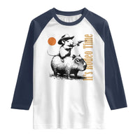 It Is Rodeo Time Raglan Shirt Funny Wild West Mouse Riding Capybara - Wonder Print Shop