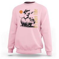 It Is Rodeo Time Sweatshirt Funny Wild West Mouse Riding Capybara - Wonder Print Shop