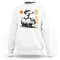 It Is Rodeo Time Sweatshirt Funny Wild West Mouse Riding Capybara - Wonder Print Shop
