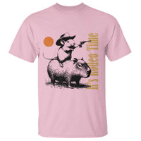 It Is Rodeo Time T Shirt Funny Wild West Mouse Riding Capybara - Wonder Print Shop