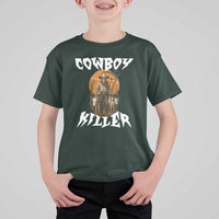 Cowboy Killer Halloween Skeleton T Shirt For Kid Gothic Western Art - Wonder Print Shop