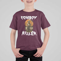 Cowboy Killer Halloween Skeleton T Shirt For Kid Gothic Western Art - Wonder Print Shop