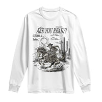 Halloween Skeleton Long Sleeve Shirt Are You Ready October 31 Rodeo Cowboy - Wonder Print Shop