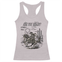 Halloween Skeleton Racerback Tank Top Are You Ready October 31 Rodeo Cowboy - Wonder Print Shop