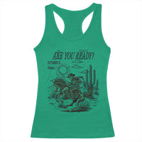 Halloween Skeleton Racerback Tank Top Are You Ready October 31 Rodeo Cowboy - Wonder Print Shop