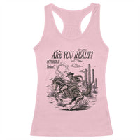 Halloween Skeleton Racerback Tank Top Are You Ready October 31 Rodeo Cowboy - Wonder Print Shop