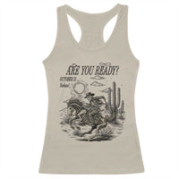 Halloween Skeleton Racerback Tank Top Are You Ready October 31 Rodeo Cowboy - Wonder Print Shop
