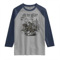 Halloween Skeleton Raglan Shirt Are You Ready October 31 Rodeo Cowboy - Wonder Print Shop