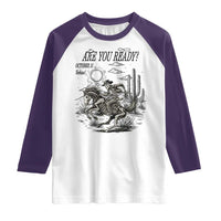 Halloween Skeleton Raglan Shirt Are You Ready October 31 Rodeo Cowboy - Wonder Print Shop